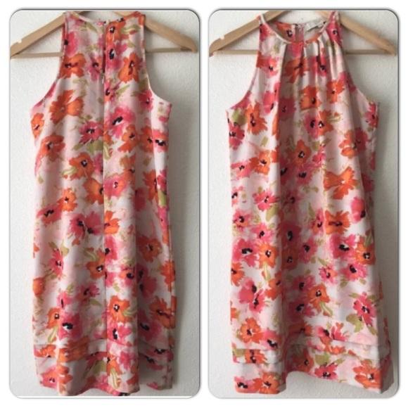 LOFT Halter Floral Sleeveless Pleated Dress Size 2P - Picture 2 of 6